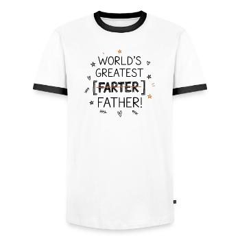 Bester Furzer Aller Zeiten – Ups, Ich Meinte Vater - Männer Kontrast-T-Shirt - Weiß/Schwarz - Vorne - AI Model Female 172 light (172cm) & AI Model Male 178 dark (178cm)