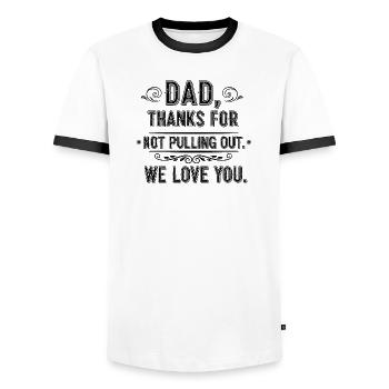 Daddy thank you didn't pull out love you - Men's Ringer Shirt - white/black - Front - AI Model Female 172 light (172cm) & AI Model Male 178 dark (178cm)