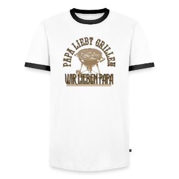 Papa liebt Grillen Wir lieben Papa Geschenk - Männer Kontrast-T-Shirt - Weiß/Schwarz - Vorne - AI Model Female 172 light (172cm) & AI Model Male 178 dark (178cm)