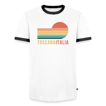 Tuscany Italy - Men's Ringer Shirt - white/black - Front - AI Model Female 172 light (172cm) & AI Model Male 178 dark (178cm)