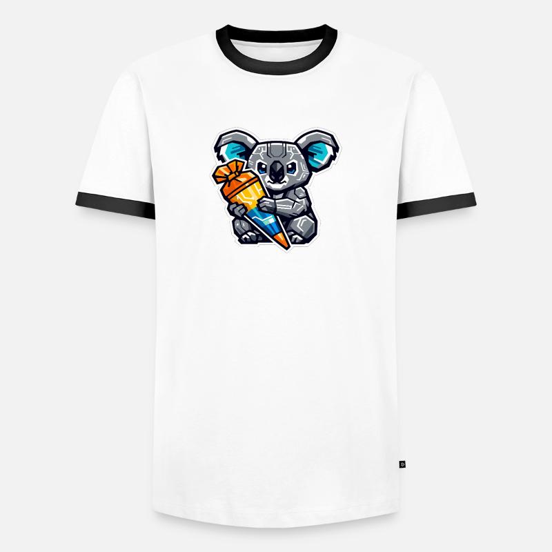 Endlich Schulkind Koala Schultüte Einschulung - Männer Kontrast-T-Shirt - Weiß/Schwarz