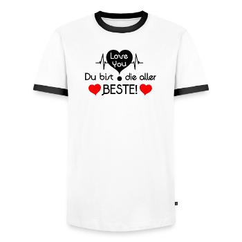 Love you, you are the very best! - Black Red - Men's Ringer Shirt - white/black - Front - AI Model Female 172 light (172cm) & AI Model Male 178 dark (178cm)