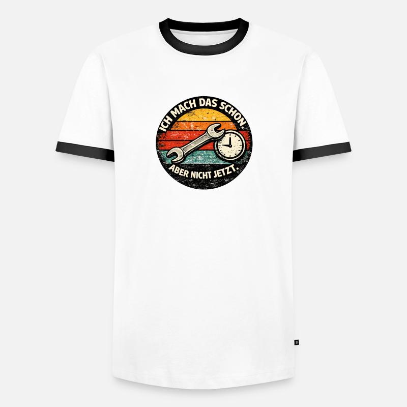 Procrastination with tools and watches - Men's Ringer Shirt - white/black