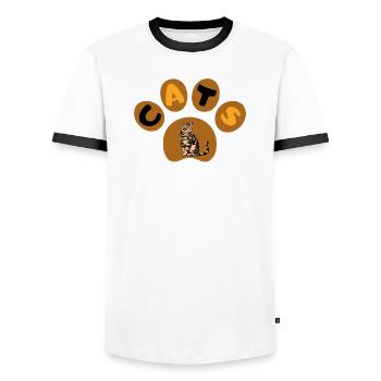 Chat - T-shirt contrasté Homme - blanc/noir - Devant - AI Model Female 172 light (172cm) & AI Model Male 178 dark (178cm)