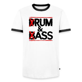 Drum & Bass / Musique du groupe Drum & Ass Drummer - T-shirt contrasté Homme - blanc/noir - Devant - AI Model Female 172 light (172cm) & AI Model Male 178 dark (178cm)
