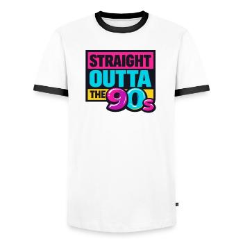 Straight Outta The 90s Neon - Männer Kontrast-T-Shirt - Weiß/Schwarz - Vorne - AI Model Female 172 light (172cm) & AI Model Male 178 dark (178cm)