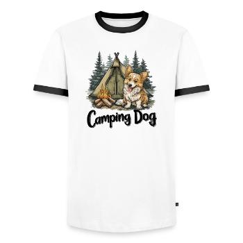 Camping Dog Saying Camping Dog Camper Gift - Men's Ringer Shirt - white/black - Front - AI Model Female 172 light (172cm) & AI Model Male 178 dark (178cm)