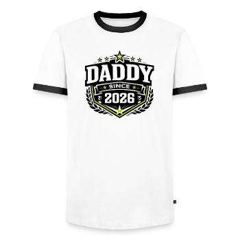 Daddy Since 2026 – Proud Dad Design - Men's Ringer Shirt - white/black - Front - AI Model Female 172 light (172cm) & AI Model Male 178 dark (178cm)