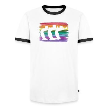 Artistic Swim Team Synchronschwimmen - Männer Kontrast-T-Shirt - Weiß/Schwarz - Vorne - AI Model Female 172 light (172cm) & AI Model Male 178 dark (178cm)