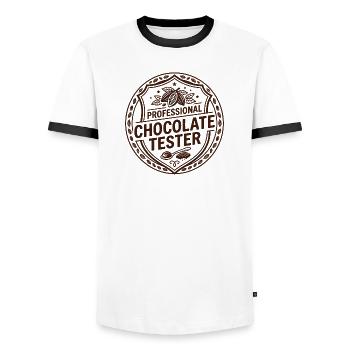 Barre de chocolat Cuisson de barres chocolatées - T-shirt contrasté Homme - blanc/noir - Devant - AI Model Female 172 light (172cm) & AI Model Male 178 dark (178cm)