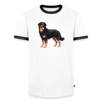 Realistischer Hovawart - Männer Kontrast-T-Shirt - Weiß/Schwarz - Vorne - AI Model Female 172 light (172cm) & AI Model Male 178 dark (178cm)