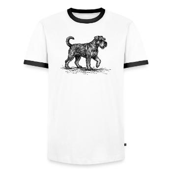 Schnauzer Sketch – Dog Design Minimalist - Men's Ringer Shirt - white/black - Front - AI Model Female 172 light (172cm) & AI Model Male 178 dark (178cm)