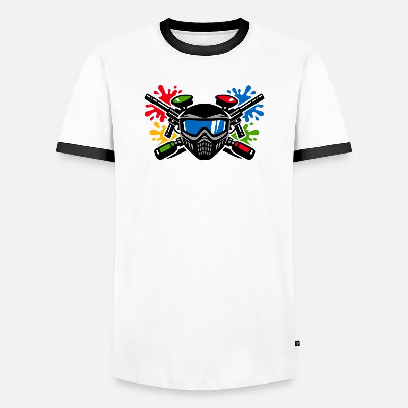 Graffiti helmet with paint splash - Men's Ringer Shirt - white/black