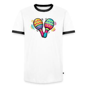 Colorful Maracas Pattern - Men's Ringer Shirt - white/black - Front - AI Model Female 172 light (172cm) & AI Model Male 178 dark (178cm)