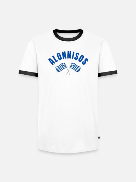 Alonnisos a croisé les drapeaux grecs - T-shirt contrasté Homme - blanc/noir