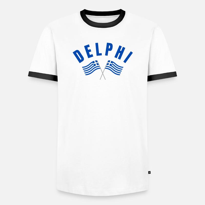Delphi Twin Greek Flags  - Men's Ringer Shirt - white/black