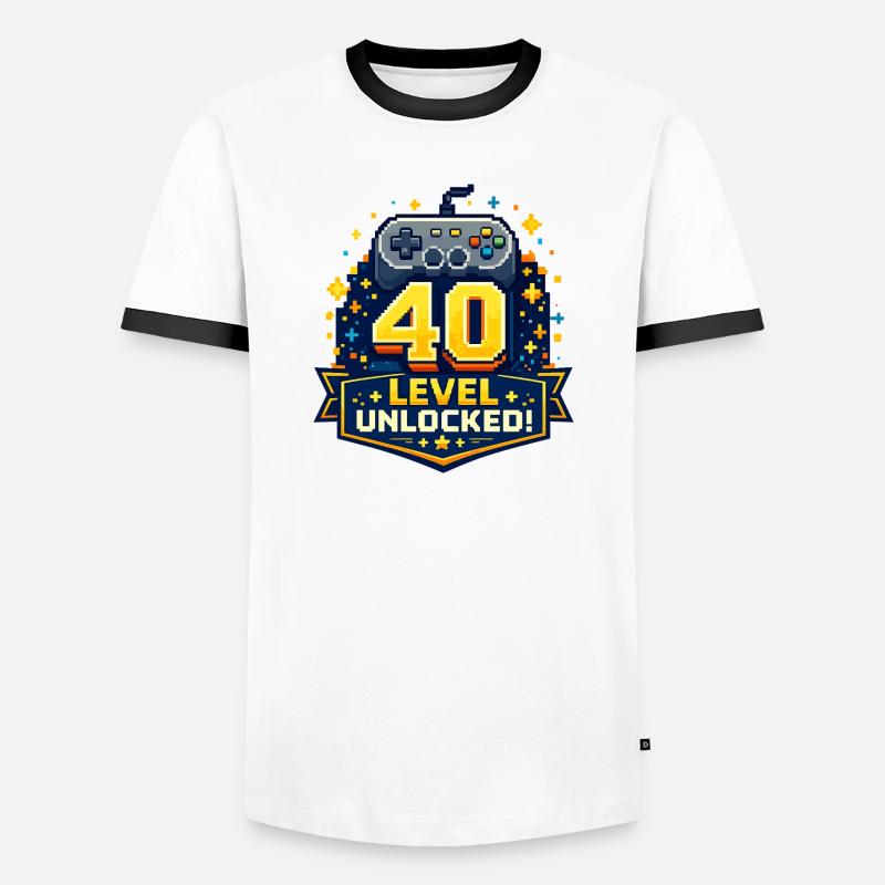 40 Level Freigeschaltet Retro Controller - Männer Kontrast-T-Shirt - Weiß/Schwarz