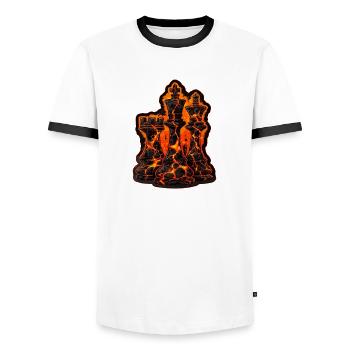 Schach Lava Figuren T-Shirt für Männer Geschenk - Männer Kontrast-T-Shirt - Weiß/Schwarz - Vorne - AI Model Female 172 light (172cm) & AI Model Male 178 dark (178cm)