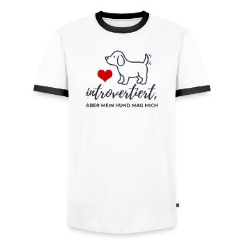  Introvertiert aber mein Hund mag mich Design - Männer Kontrast-T-Shirt - Weiß/Schwarz - Vorne - AI Model Female 172 light (172cm) & AI Model Male 178 dark (178cm)