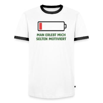 Batterie leer Motivation rar - Männer Kontrast-T-Shirt - Weiß/Schwarz - Vorne - AI Model Female 172 light (172cm) & AI Model Male 178 dark (178cm)