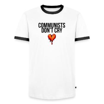 communists don't cry - Men's Ringer Shirt - white/black - Front - AI Model Female 172 light (172cm) & AI Model Male 178 dark (178cm)
