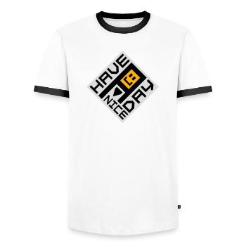 Bonne journée : Expression sarcastique drôle mignonne - T-shirt contrasté Homme - blanc/noir - Devant - AI Model Female 172 light (172cm) & AI Model Male 178 dark (178cm)