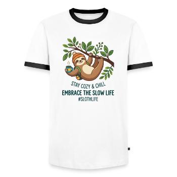 Niedliches magisches Puzzlestück zwinkernd Maskottchenherz - Männer Kontrast-T-Shirt - Weiß/Schwarz - Vorne - AI Model Female 172 light (172cm) & AI Model Male 178 dark (178cm)