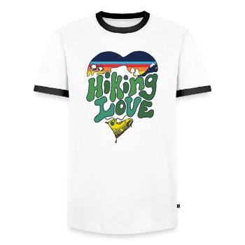Wander- und Naturliebhaber - Männer Kontrast-T-Shirt - Weiß/Schwarz - Vorne - AI Model Female 172 light (172cm) & AI Model Male 178 dark (178cm)