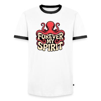 Octopus Spirit - Men's Ringer Shirt - white/black - Front - AI Model Female 172 light (172cm) & AI Model Male 178 dark (178cm)