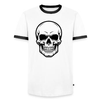 Totenkopf- und Knochenaufkleber für Autos - Männer Kontrast-T-Shirt - Weiß/Schwarz - Vorne - AI Model Female 172 light (172cm) & AI Model Male 178 dark (178cm)