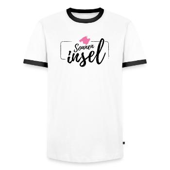 Mallorca Island Sunny Island Malle Design pink - Men's Ringer Shirt - white/black - Front - AI Model Female 172 light (172cm) & AI Model Male 178 dark (178cm)