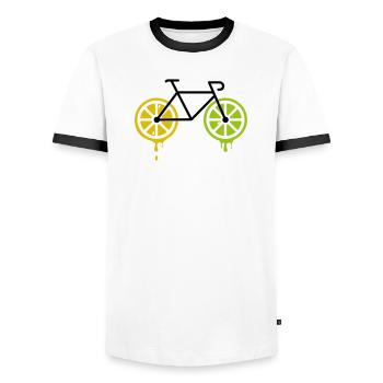 bike lemon - Men's Ringer Shirt - white/black - Front - AI Model Female 172 light (172cm) & AI Model Male 178 dark (178cm)