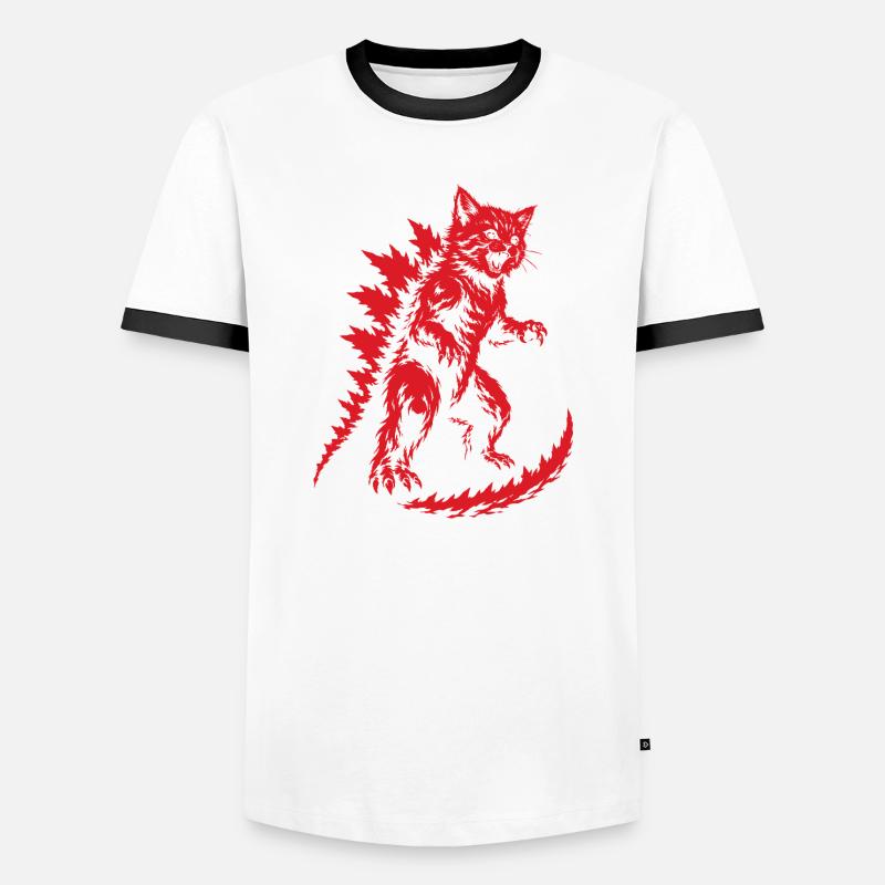 Kitten Kaiju Roar, Catzilla - Men's Ringer Shirt - white/black