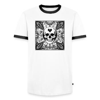 Okkultes Design des gotischen Skorpion-Schädels - Männer Kontrast-T-Shirt - Weiß/Schwarz - Vorne - AI Model Female 172 light (172cm) & AI Model Male 178 dark (178cm)