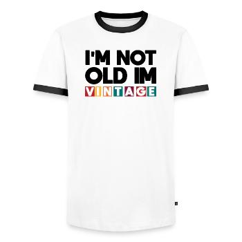 i'm not old im vintage - T-shirt contrasté Homme - blanc/noir - Devant - AI Model Female 172 light (172cm) & AI Model Male 178 dark (178cm)