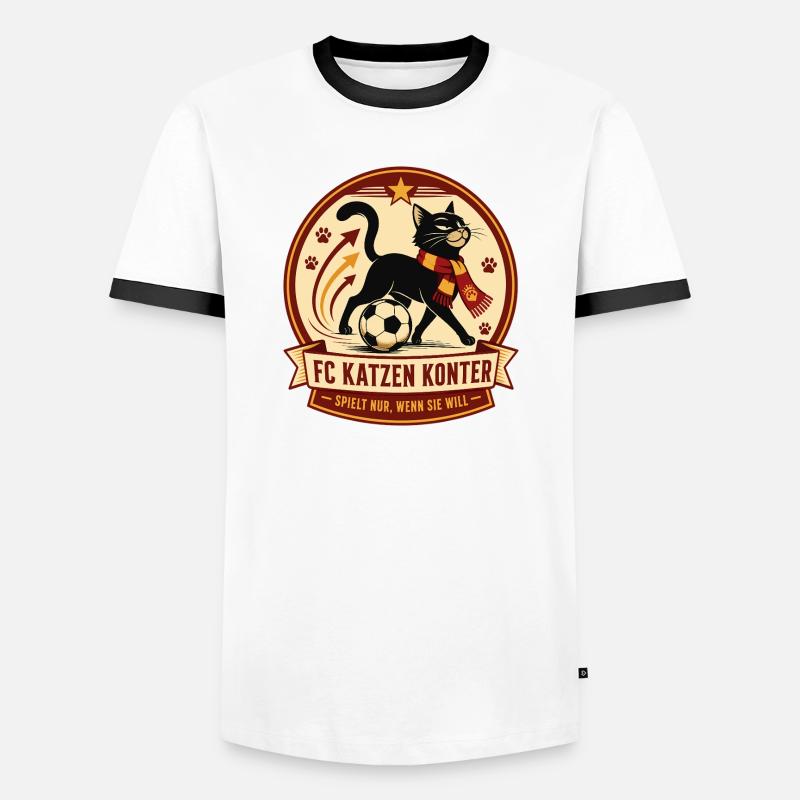 FC Katzen Konter - Männer Kontrast-T-Shirt - Weiß/Schwarz