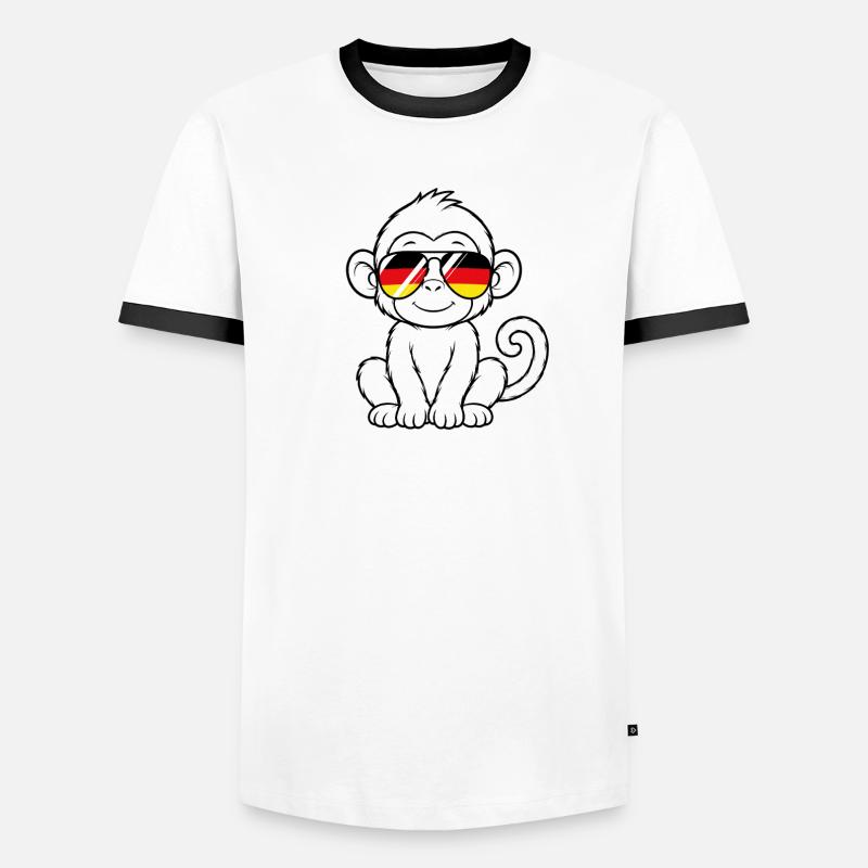 German flag monkey german Germany monkey - Men's Ringer Shirt - white/black