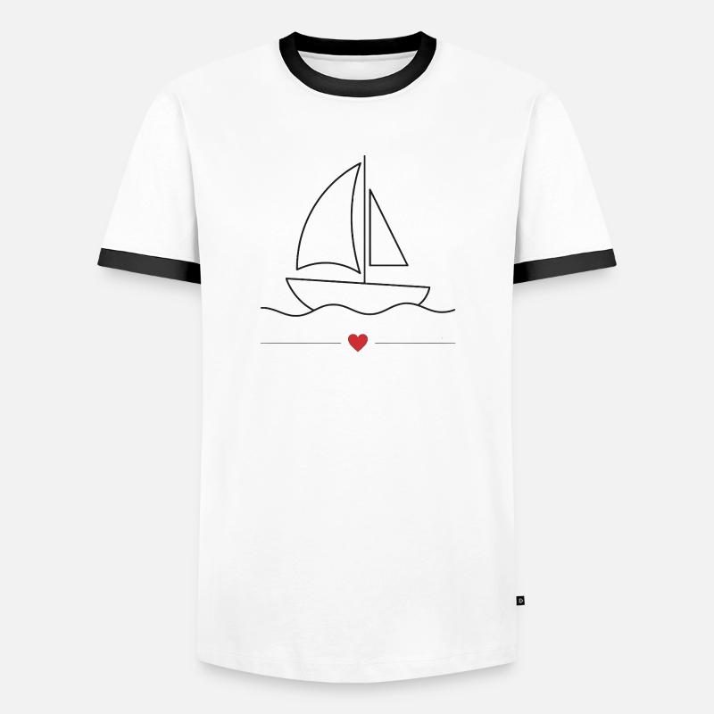 Motorboot-Sportboot - Männer Kontrast-T-Shirt - Weiß/Schwarz