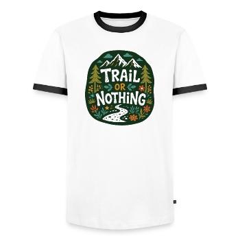 Trail or Nothing Berglauf-Design - Männer Kontrast-T-Shirt - Weiß/Schwarz - Vorne - AI Model Female 172 light (172cm) & AI Model Male 178 dark (178cm)