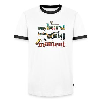 May burst into song any moment - Men's Ringer Shirt - white/black - Front - AI Model Female 172 light (172cm) & AI Model Male 178 dark (178cm)