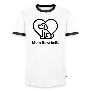 Herz Hundemotiv Liebe zum Tier - Männer Kontrast-T-Shirt - Weiß/Schwarz - Vorne - AI Model Female 172 light (172cm) & AI Model Male 178 dark (178cm)