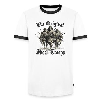 Schottische Krieger Jakobiten Highland Games Fans - Männer Kontrast-T-Shirt - Weiß/Schwarz - Vorne - AI Model Female 172 light (172cm) & AI Model Male 178 dark (178cm)