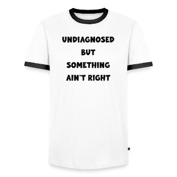 Undiagnosed Mystery Tee - Men's Ringer Shirt - white/black - Front - AI Model Female 172 light (172cm) & AI Model Male 178 dark (178cm)