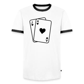 Herz-Ass-Bube-Karten - Männer Kontrast-T-Shirt - Weiß/Schwarz - Vorne - AI Model Female 172 light (172cm) & AI Model Male 178 dark (178cm)