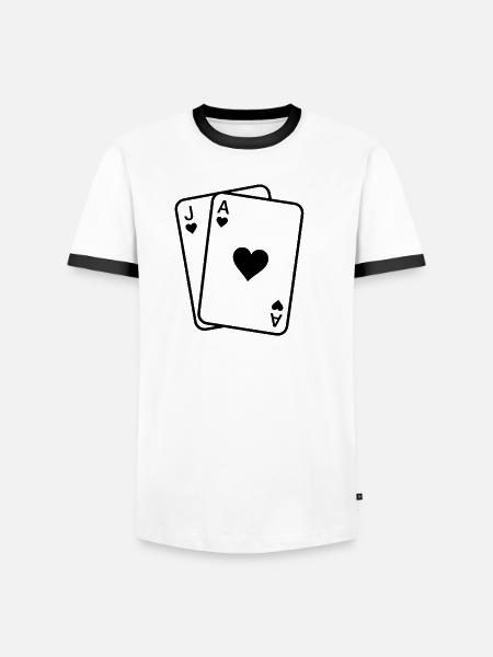 Herz-Ass-Bube-Karten - Männer Kontrast-T-Shirt - Weiß/Schwarz