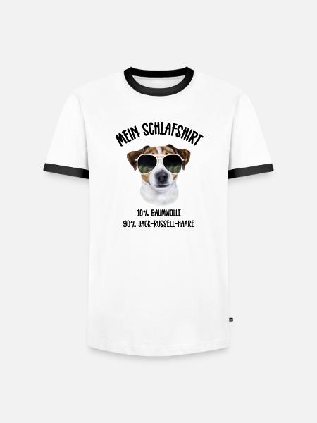Jack Russell Sonnenbrille Pyjama - Männer Kontrast-T-Shirt - Weiß/Schwarz