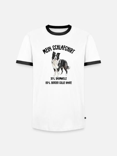 Border Collie Schlafshirt Hütehund - Männer Kontrast-T-Shirt - Weiß/Schwarz