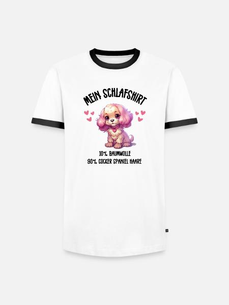 Cocker Spaniel Welpe Rosa Schlafshirt - Männer Kontrast-T-Shirt - Weiß/Schwarz