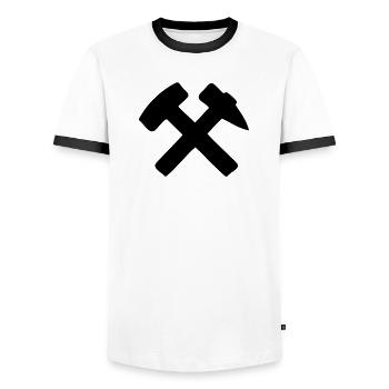 Schlägel und Eisen - Männer Kontrast-T-Shirt - Weiß/Schwarz - Vorne - AI Model Female 172 light (172cm) & AI Model Male 178 dark (178cm)