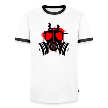 death is everywhere - Men's Ringer Shirt - white/black - Front - AI Model Female 172 light (172cm) & AI Model Male 178 dark (178cm)